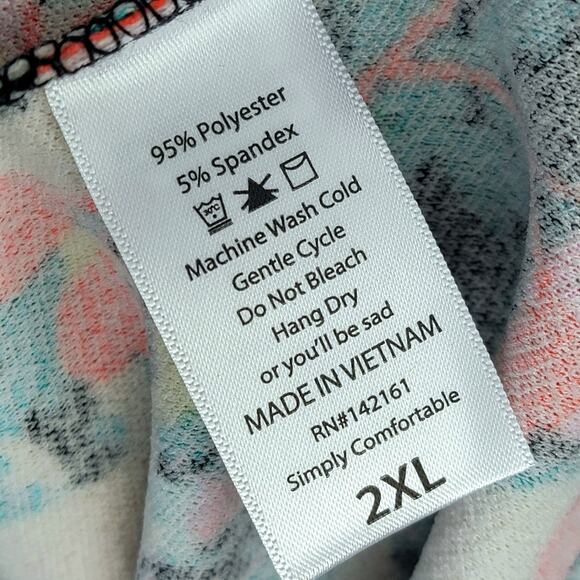 LuLaRoe Cassie Skirt 2XL Multicolor Floral Black Aqua Pink Spring Summer Pencil - Picture 5 of 10